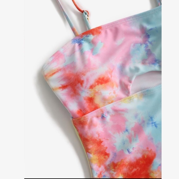 Boho Tie Dye Cut Out Monokini One Piece Swimsuit NEW - Picture 6 of 7